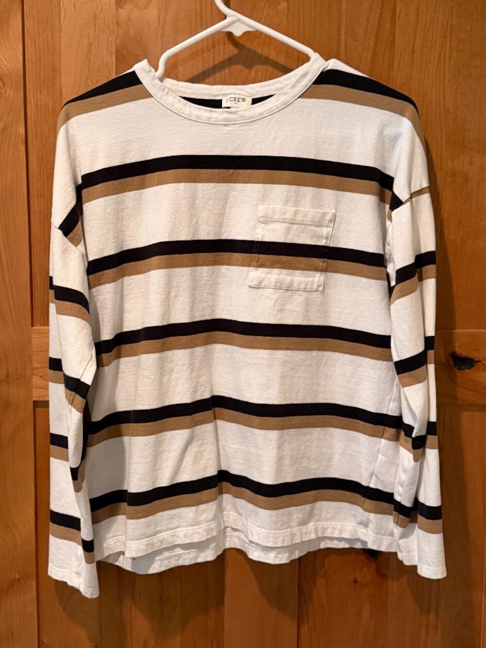 J.Crew Re-Imagined Striped Long Sleeve Pocket Tee Size M